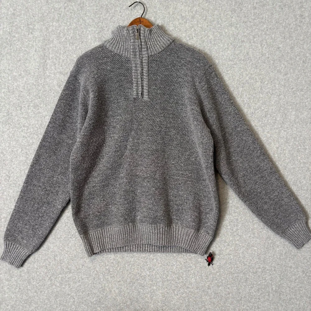 Stillwater Supply Co Mens XL Gray Knit Textured Sweater Quarter Zip Fleece Lined